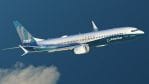 A picture of the new Boeing 737 Max on a test flight